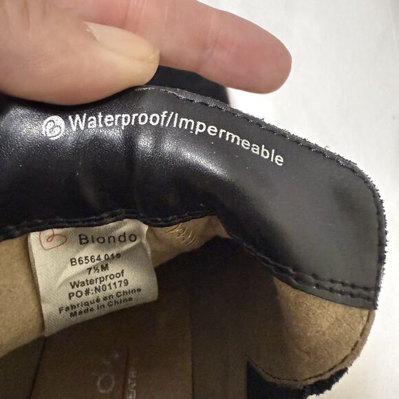 Blondo Waterproof Black Suede Leather Wedge Booties Ankle Boots 7.5 Boho Office - Picture 11 of 11